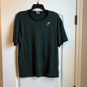 Gymshark Dark Green Crew Tee with White Logo